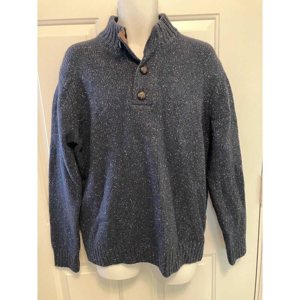 UNTUCKit Sweater Men’s L Vangone Lambswool Nylon Blend Knit Mock Neck Blue‎